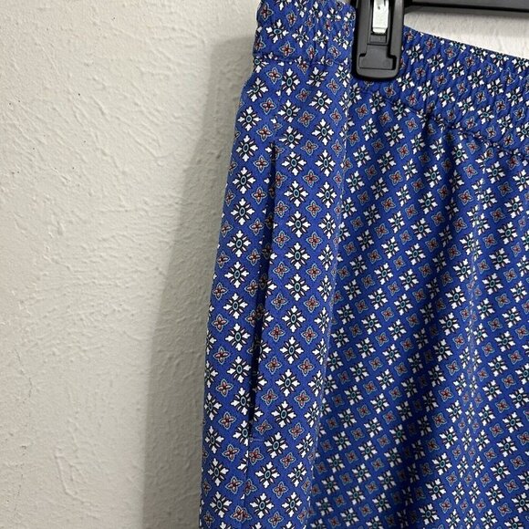 Talbots Woman Plus Sz 20W Blue Floral Patterned Pull On Pants Pockets Loose Fit - Picture 7 of 8